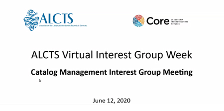 ALCTS Virtual Interest Group Week 2020